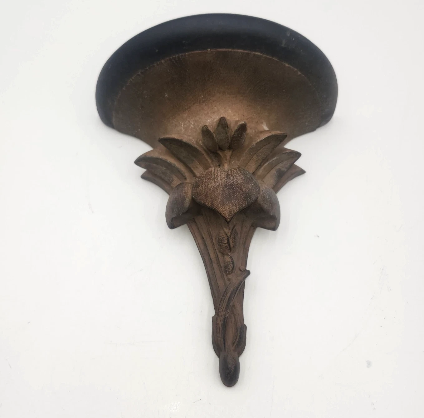Oil Rubbed Bronze Cast Metal Wall Shelf Planter sconce leaf plate groove