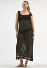 Time and Tru Women's  Tie Shoulder Dress Swim Coverup, Size XS (0-2) NEW BLACK