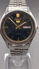 Vintage 1970s Seiko 5 6309-7320 Automatic Black Gold Dial Day Date Japan Running