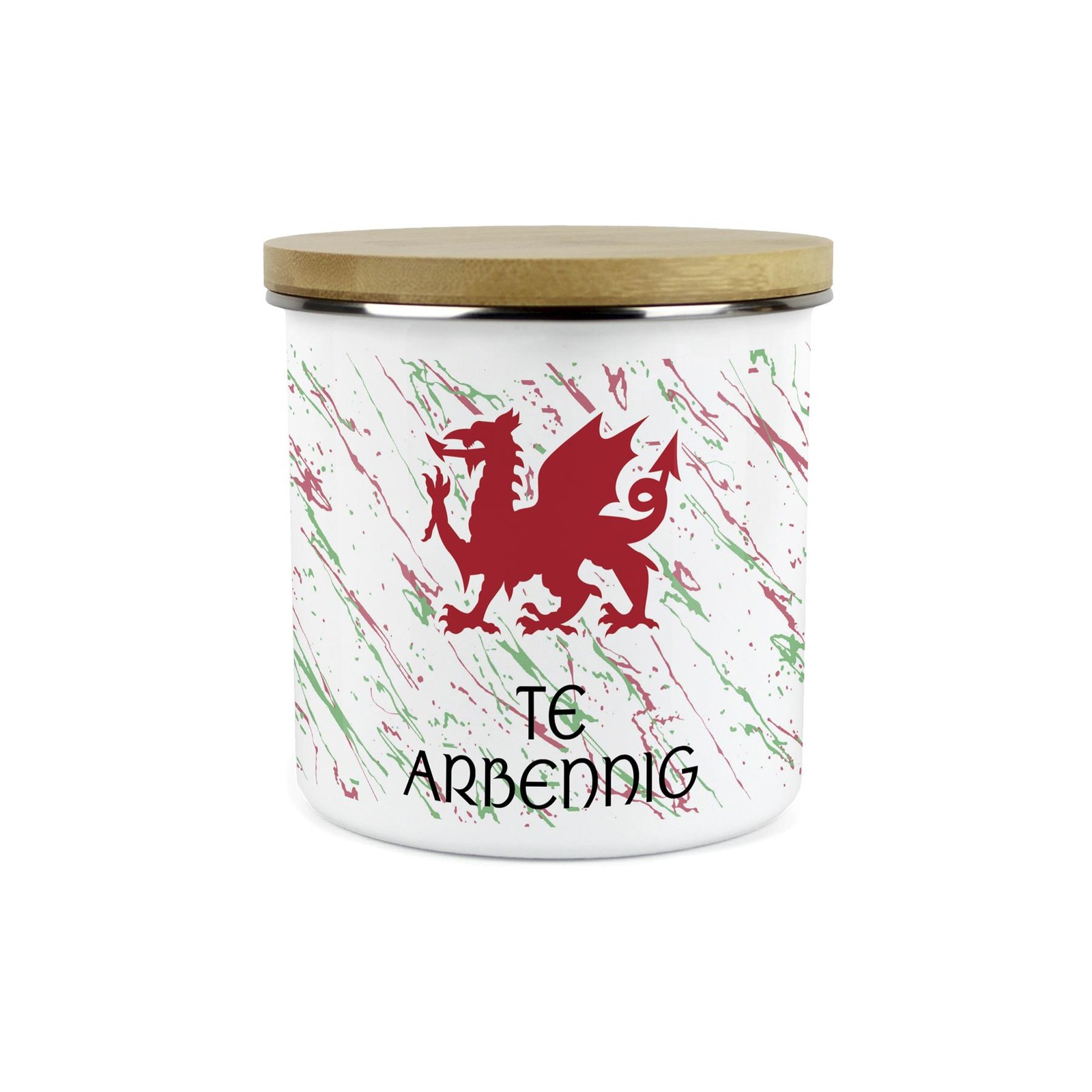 Welsh Dragon Herbal Tea Kitchen Canister - Cymru Wales Te Arbennig Home Gift