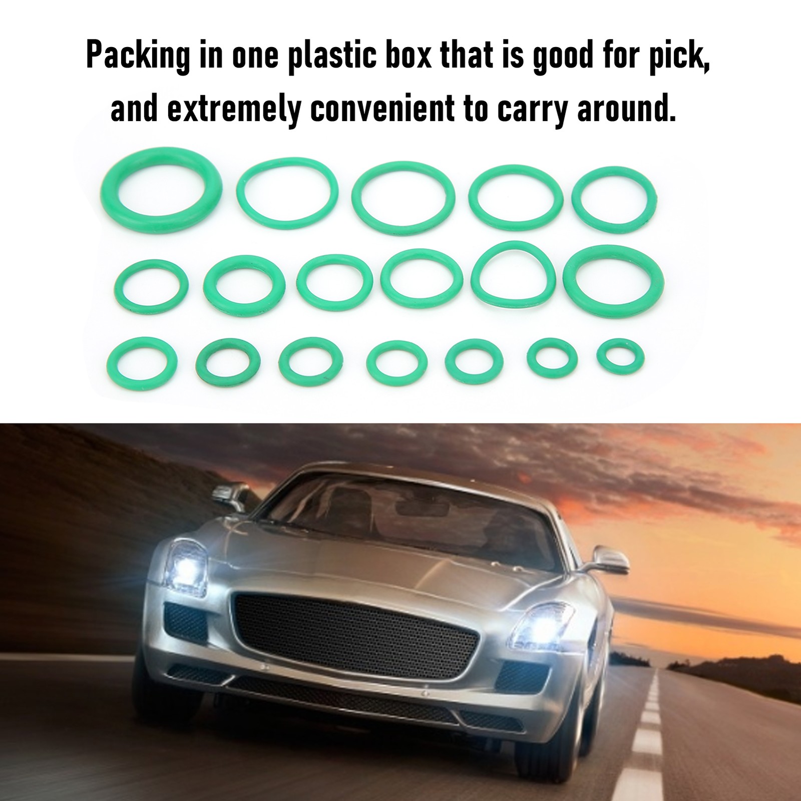 .270pcs 18 Sizes Car Air Conditioning Compressor Seals Assortment Kit Green