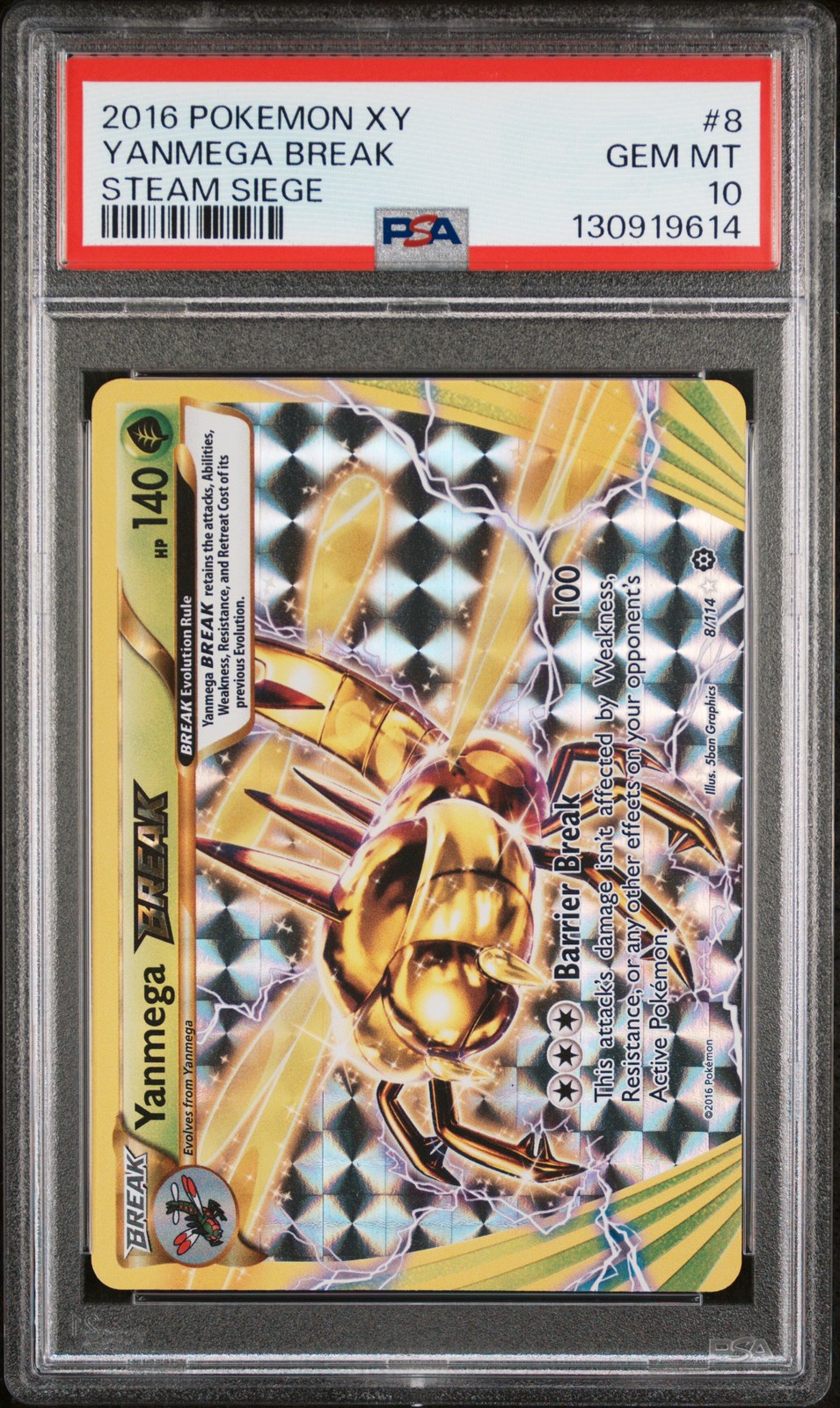 2016 POKEMON XY STEAM SIEGE #8 YANMEGA BREAK PSA 10