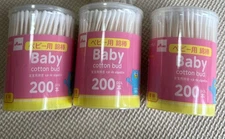 DAISO Baby Cotton Bud thin swab 200pcs ear clean Q-tips set of 3 from Japan NEW