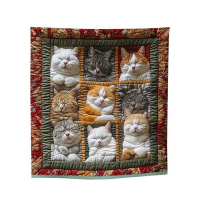 Throw Blanket Adorable Warm Cat Print Pattern Flannel Blanket