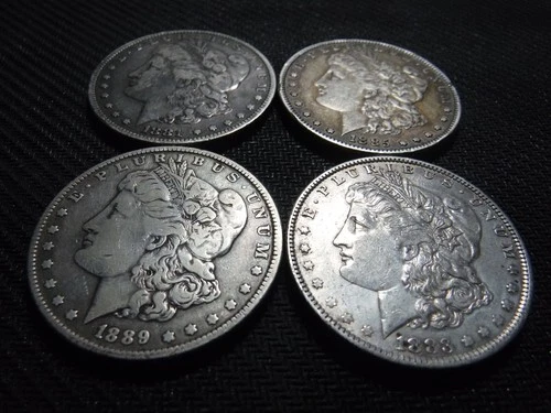 Morgan Silver Dollars Lot of 4 Nice 90% Circulated Junk Bullion Constitutional