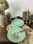 Vintage Anchor Hocking Green Jadeite Shell Swirl Dinner Plates 10” Set of 4
