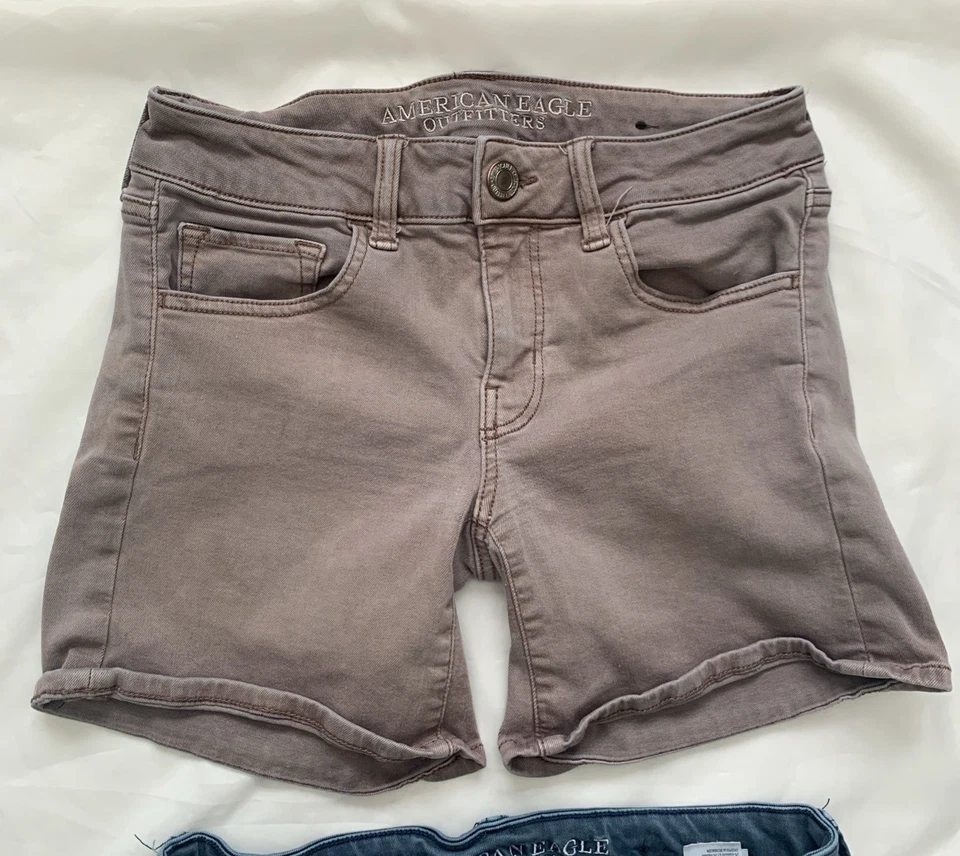 American Eagle Outfitters Super Stretch MIDI Shorts Lot of 2 Blue Lavender Sz 4 - Image 4 of 4