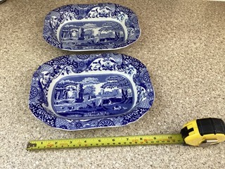 Vintage Spode Copeland England Italian Blue and White oblong Serving Bowl Dishes
