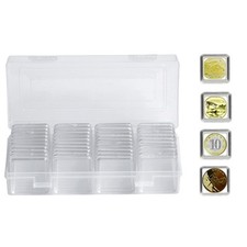 40pcs Square Clear Coin Display Boxes Storage Holder Collection Container Case