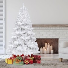 Artificial White Christmas Tree 4/5/6/7FT with Metal Stand Xmas Holiday Decor US