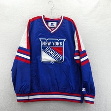 Starter Jacket Mens Large New York Rangers Blue Vintage Y2K Windbreaker Pullover