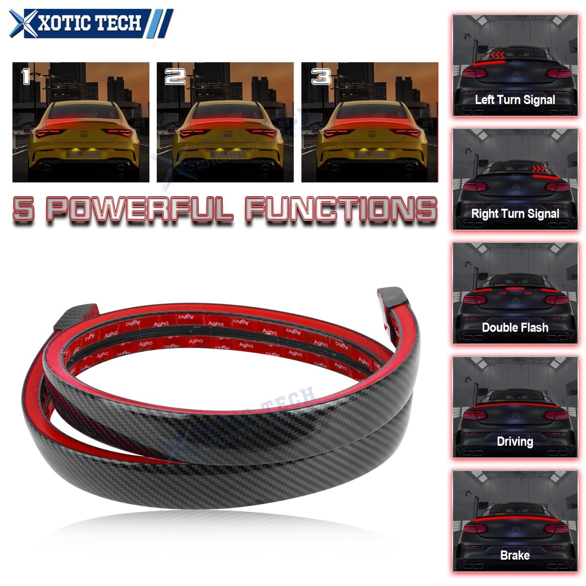 1.2M Universal LED Rear Trunk Spoiler Lip Roof Multi Funtion Tail
