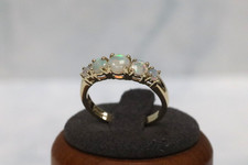 9ct Yellow Gold QVC Opal Half Eternity Ring - Size N¾ - UK Hallmark