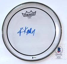 RICK ALLEN SIGNED 10" INCH CLEAR DRUMHEAD DRUM HEAD DEF LEPPARD DRUMMER ROCK BAS