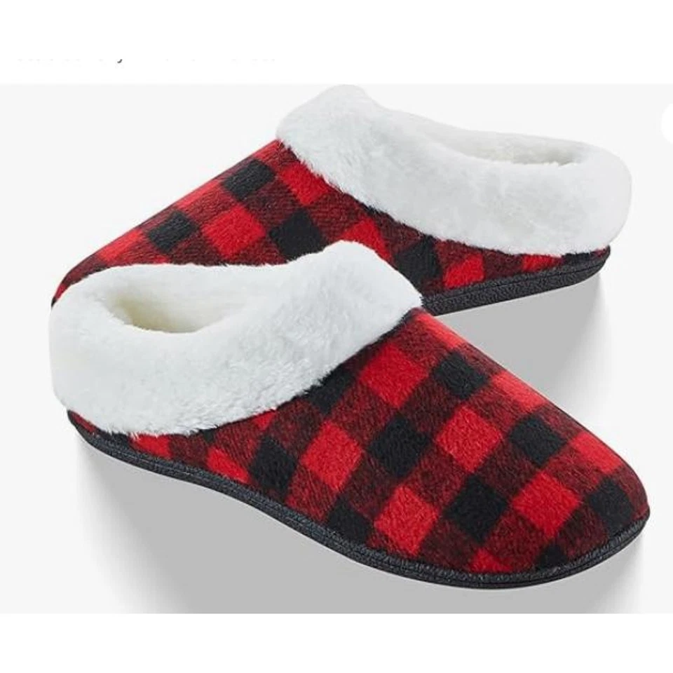 Хлопковые тапочки плюшевая подкладка и воротник, нескользящий размер 5 до 5 1/2 - Изображение 2 из 4