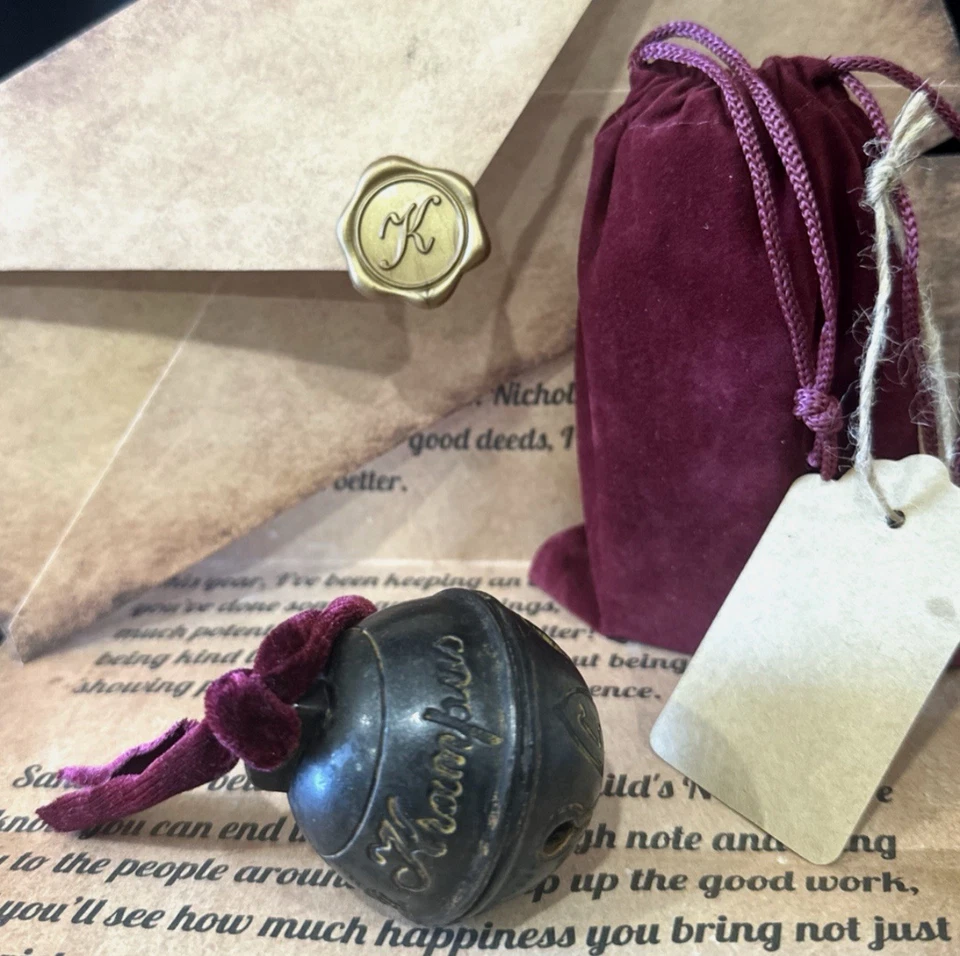 Campana KRAMPUS 1:1 tamaño real réplica METAL Navidad genuina grabada sin letra Foto 3 de 4