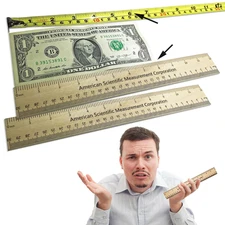 Trick Ruler, 2-Piece Novelty Rulers, Size Enhancement Prank, 33% Bigger, Wooden,