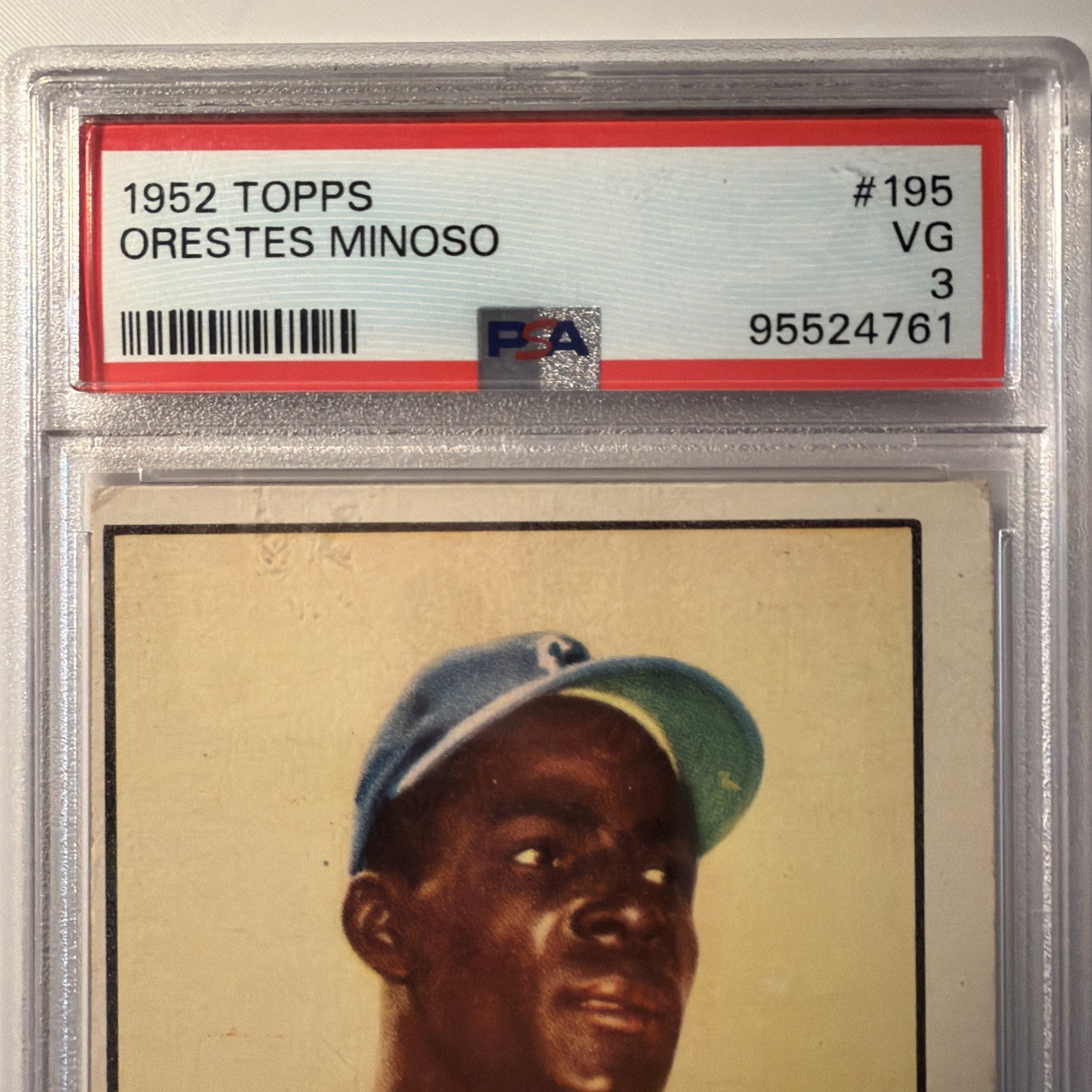 1952 Topps - Minnie (Orestes) Minoso #195 (RC) Rookie! PSA 3 VG White Sox view 2