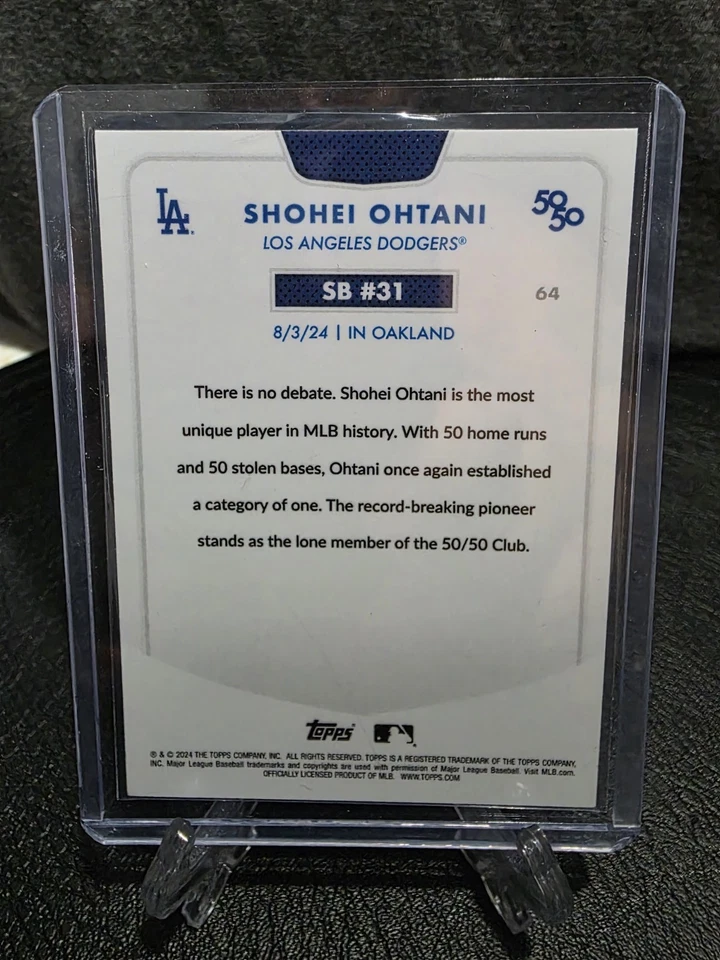2024 Topps Shohei Ohtani 50/50 SB #31 Chrome Blue Parallel /150 Team Color Match - Image 2 of 2