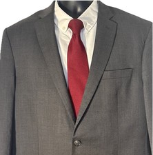 Jos. A Bank Traveler Slim Fit Wool Suit Blazer Jacket Sz 44L Dark Charcoal