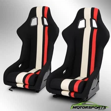 2x Universal Main Black +Red&White Side PVC Leather Reclinable Sport Racing