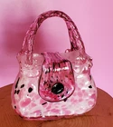 Vintage Glass Blown Pink Murano Style Decorative Purse Leopard Print