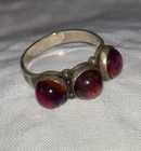 VTG Sterling Silver 3 Stone Dragon's Breath Fire Opal Ring Sz 7