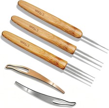 5 Pack Dread Crochet Hooks, 0.75mm Multi Heads Hair Loc Tool  Bamboo Grip Inter