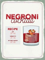 Holzschild 40X30 Cm Negron Cocktail Recipe Gin Essen Trinken Deko Geschenk Holz