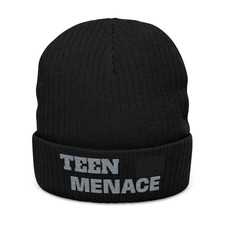 Embroidered Beanie| Teen Menace  | Ribbed Kni...