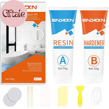 Bath Repair Kit White, Enamel, Porcelain, Acrylic, Fiberglass, Ceramic Sink, Tu