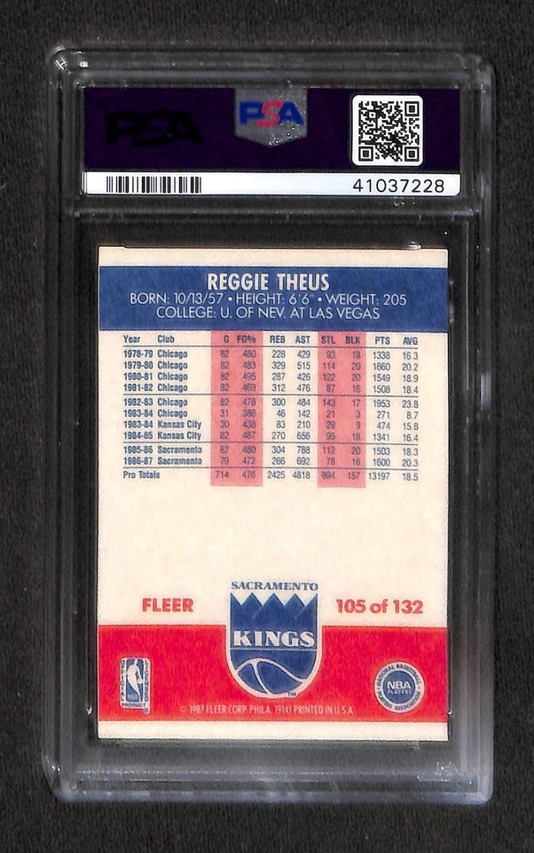 1987 Fleer #105 REGGIE THEUS PSA 8 NM-MT 41037228  - Image 2 of 3