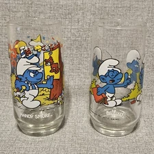 Vintage Brainy  & Handy Smurf Glasses Peyo 1992 6" 
