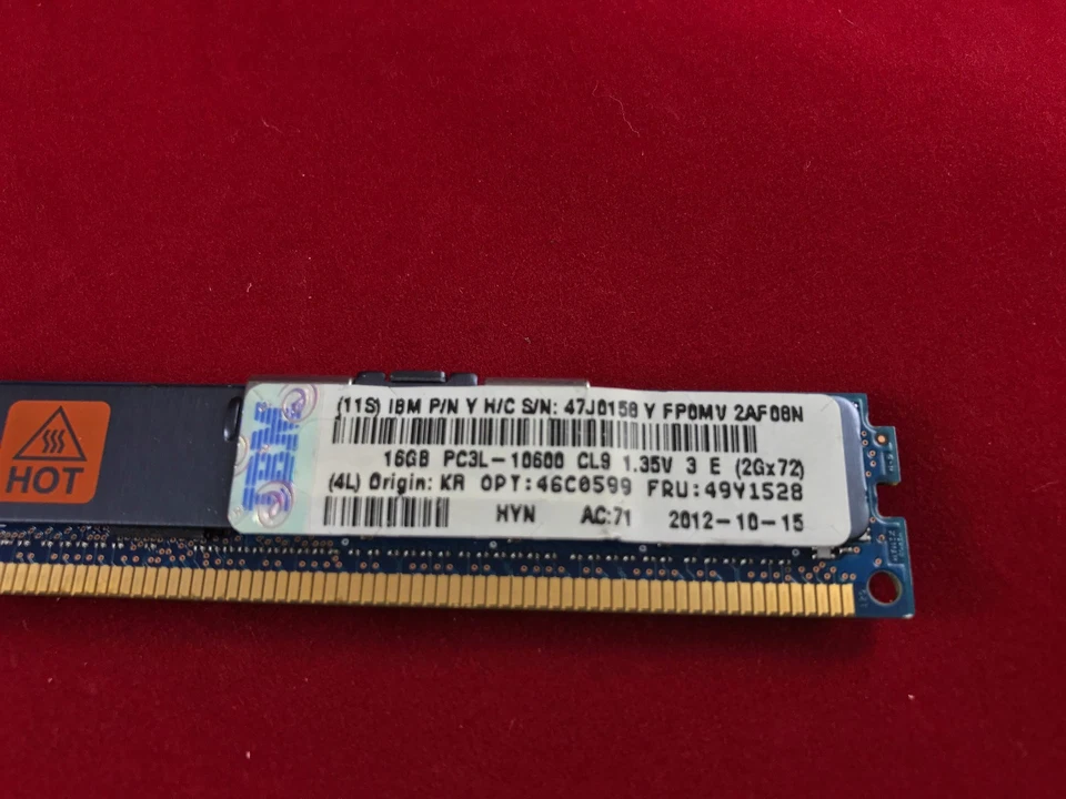 IBM 16GB Memory 46C0599 10600R 1333Mhz 1.35v 2rx4 46C0569 49Y1528 47J0158 - Image 2 of 3