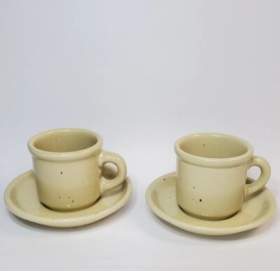 4 - Pc Set Trend Pacific Galaxy Wheatstone Beige Speckle 2 Mug Cup 2 Saucer MCM 