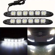 2pc Car Waterproof Drl 6led Flexible Daytime Running Light Driving Fog Strip Kit