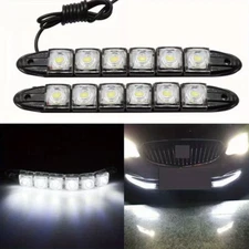 2PC Car Waterproof DRL 6LED Flexible Daytime Running Light Driving Fog Strip Kit