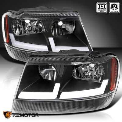 Smoke Tinted Headlights For 1999-2004 Jeep Grand Cherokee – Left & Right Set, Halogen
