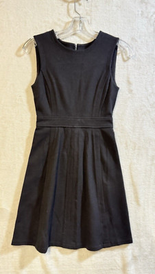 BCBGMAXAZRIA Fit and Flare Dress Womens XXS Black Exposed Zipper Ponte Knit LBD