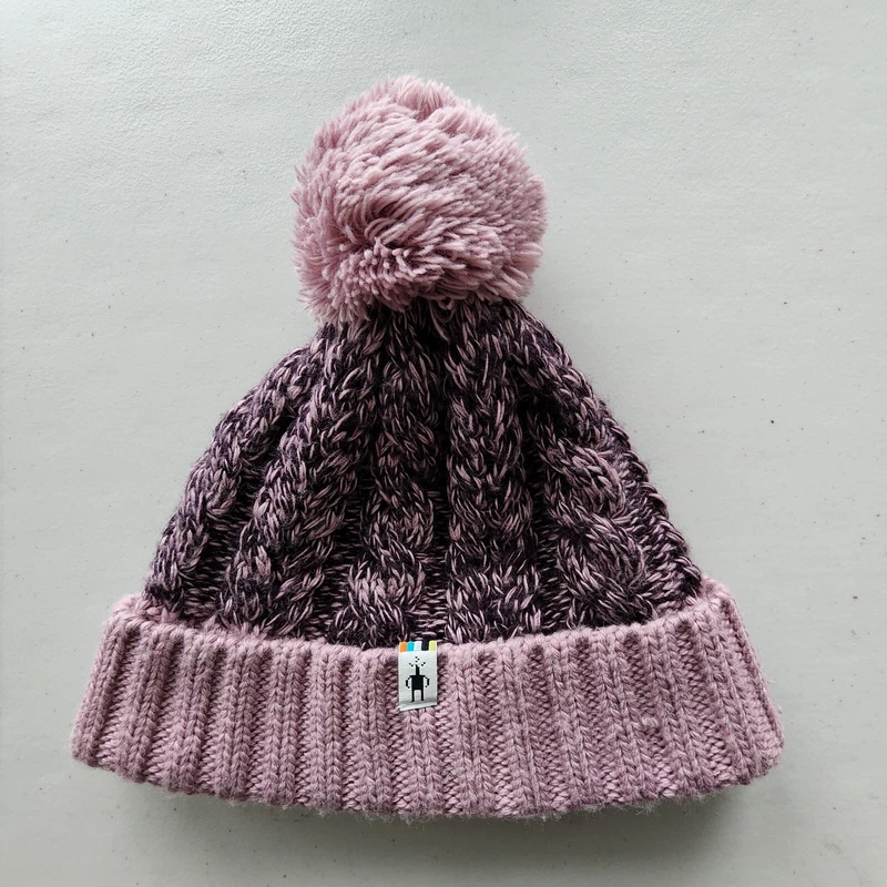 smartwool ski town beanie pom cable knit cuffed mauve 