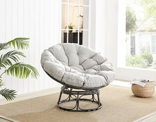 MOON Chair Grey/Black Rattan Outdoor Cushioned Relax Papasan Garden Chair