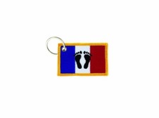 Keychain keyring embroidered patch double sided flag france pieds noirs