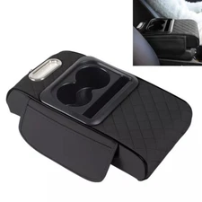 Car Armrest Cushion 5-in-1 Center Console Cover with Cup Holder Tissue Box Slot
