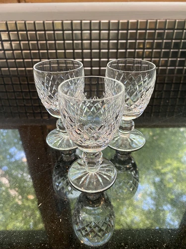 BEAUTIFUL VTG SET(3) Waterford Crystal Boyne Cut Port Wine Glasses 4"H SIGNED