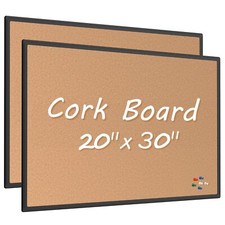 Board2by 2-Pack Cork Board Bulletin Board 20 x 30, Black Aluminium Framed Cor...
