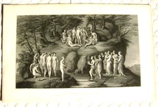 THE MUSES & THE PIERIDES by PIERINO DEL VAGA ENGRAVING by GEBBIE 16.5 " x 10.5 "