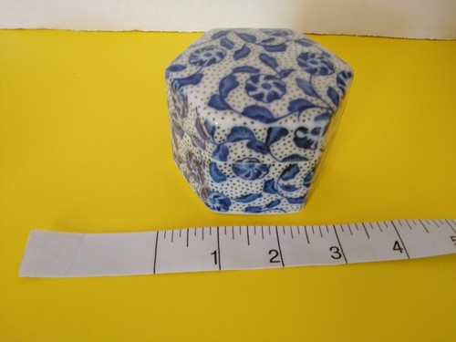Schmuck Schmuck Schmuck Andenken Schatulle blaue Blume Achteckform