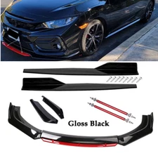 Front Bumper Lip Spoiler Splitter Rear Lip Side Skirt For Honda Civic Si EX EX-L
