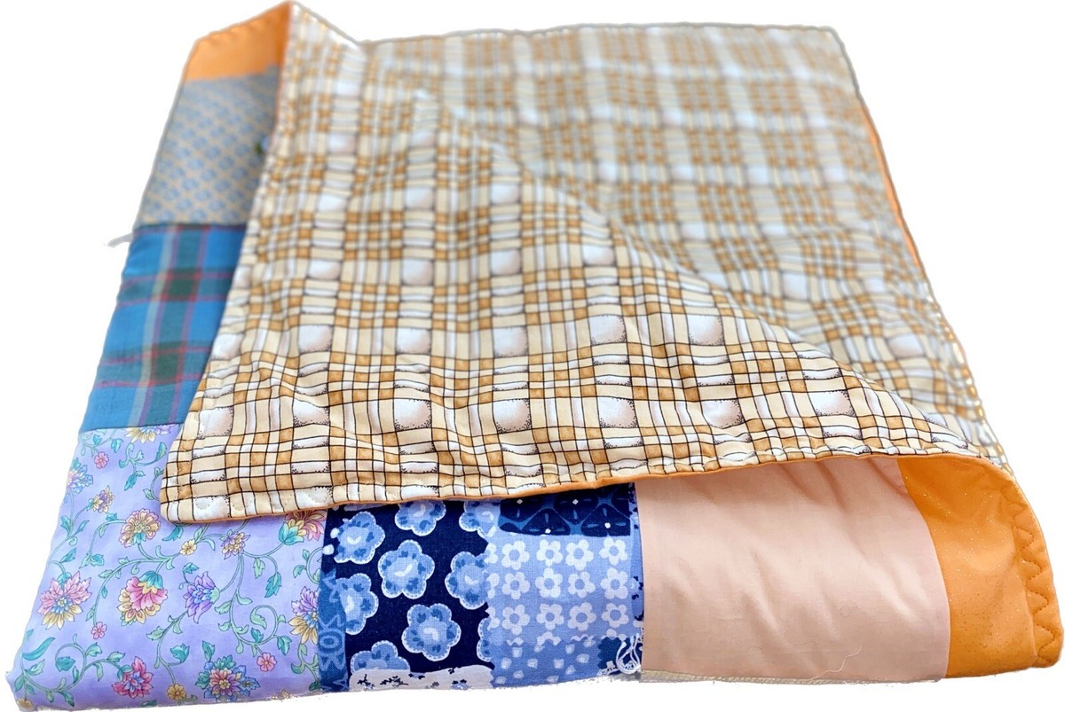 Vintage 70s MCM Retro Patchwork Quilt, Jand Stitched Quilt Vintage 70s MCM Retro Patchwork Quilt, Jand Stitched Quilt