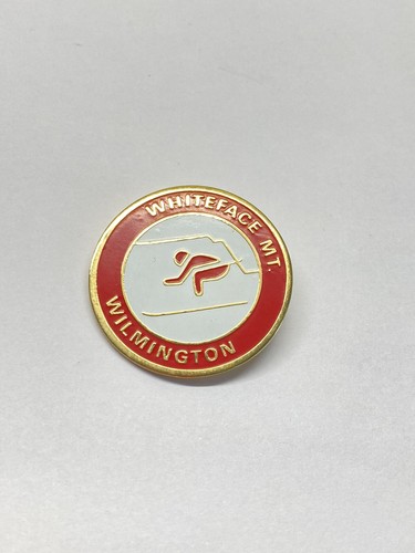 Lake Placid Olympics Pin Skiing Downhill Enameled Pinback Badge Whiteface Mt. - Picture 2 of 6